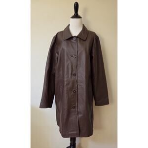 Centigrade Women's Long Leather Car Coat Brown Size XL